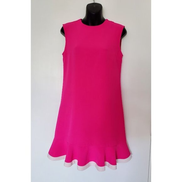 Victoria Beckham Pink Fuchsia Sleeveless Flounce Hem Sheath Dress - Size XS - Picture 2 of 7